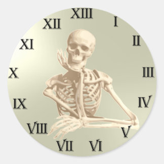 13 Hour Skull Clock Pattern Classic Round Sticker