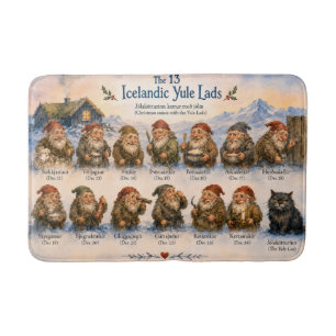 13 Icelandic Yule Lads Christmas in Iceland Bath Mat