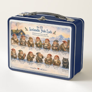 13 Icelandic Yule Lads Christmas in Iceland Metal Lunch Box