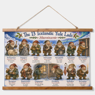 13 Icelandic Yule Lads Christmas reykjavik Hanging Tapestry
