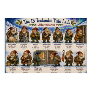 13 Icelandic Yule Lads Christmas reykjavik Poster