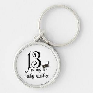 13 is my lucky number+black cat key ring