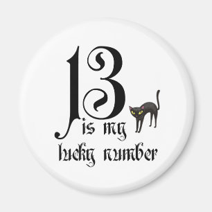 13 is my lucky number+black cat magnet