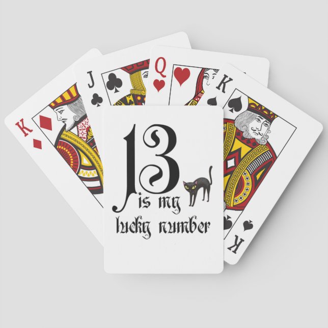 13 is my lucky number+black cat playing cards (Back)