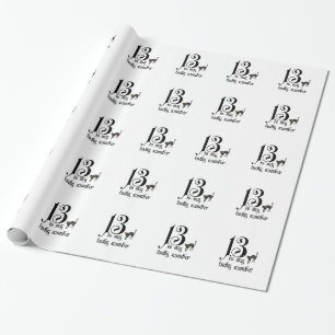 13 is my lucky number+black cat wrapping paper