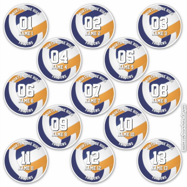 13 kids teens navy orange volleyball club colors (Front)