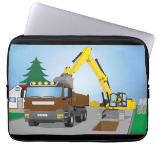 13" Laptoptasche Straßenbaustelle mit braunem LKW Laptop Sleeve