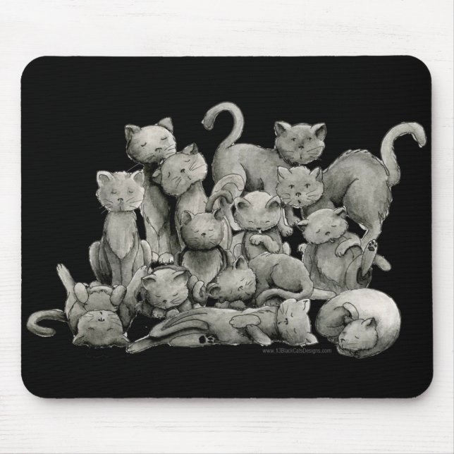 13 Lucky Black Cats Mousepad (Front)