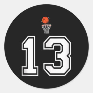 13 Number Basketball Style Vintage White Tank Top Classic Round Sticker