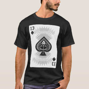13 of Spades: Playing Card: Black Shirt: Poker T-Shirt