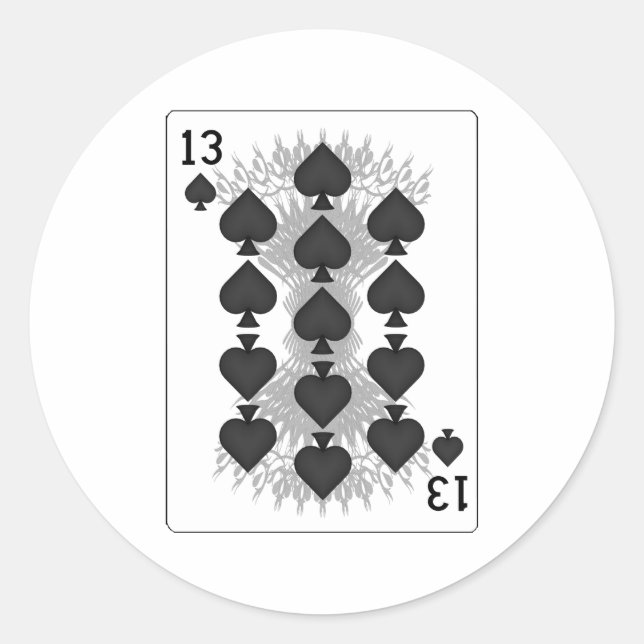 13 of Spades: Playing Card: Classic Round Sticker (Front)