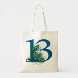 13 Peacock Feather Anniversary Elegant Tote Bag