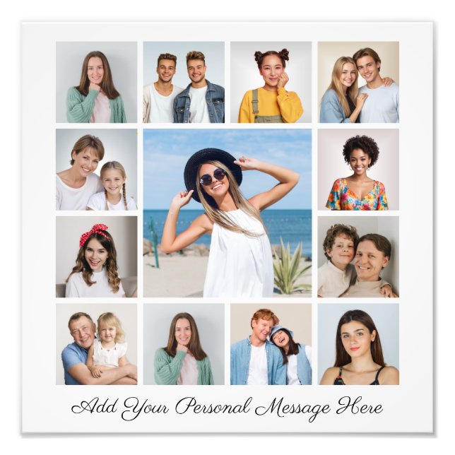 13 Photo Collage Add A Greeting Photo Enlargement (Front)