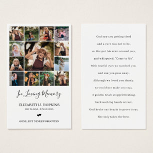 13 Photo Collage Funeral Memorial Prayer Cards