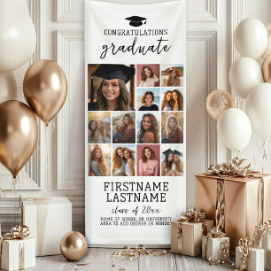 13 Photo Collage Graduation Modern Minimal White Banner