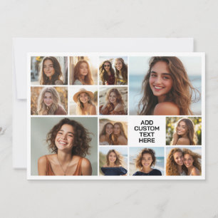 13 Photo Collage Grid white background black text Holiday Card