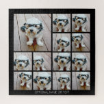 13 Photo Collage Modern Square Layout Black Jigsaw Puzzle<br><div class="desc">Use cropped photos for the best results! Upload square photos from your phone or even Instagram to make a striking custom look for your home. You can use photos of friends or pets and then match your own decor by changing the colour. Use colour or black and white photos -...</div>