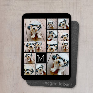 13 Photo Collage Monogram black - Can Edit Color Magnet