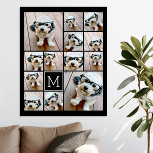 13 Photo Collage Monogram black - Can Edit Colour Canvas Print