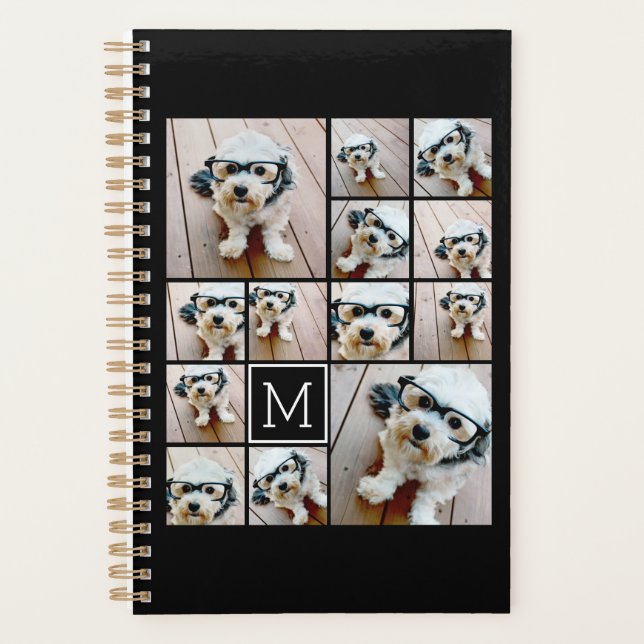 13 Photo Collage Monogram black - Can Edit Colour Planner (Front)