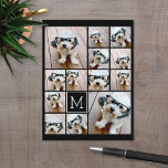 13 Photo Collage Monogram black - Can Edit Colour Postcard<br><div class="desc">A design with a basic background. Use up to thirteen square photos to create a unique and personal gift. If you need to adjust the pictures,  click on the customise tool to make changes.</div>