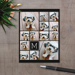 13 Photo Collage Monogram black - Can Edit Colour Postcard
