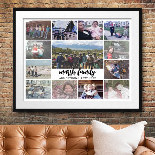 13 Photo Collage Optional Text -- Family - white Poster