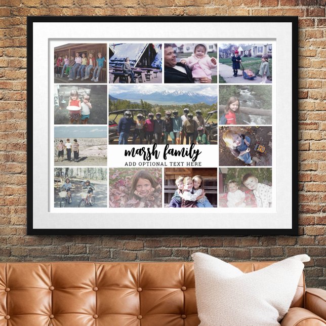 13 Photo Collage Optional Text -- Family - white Poster (Custom Photo Collage Poster)