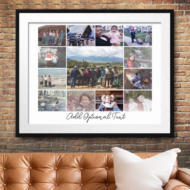 13 Photo Collage Optional Text -- White Poster (Custom Photo Collage Poster)