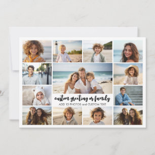 13 Photo Collage with Family Text in Centre Holiday Card