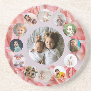 13 Photos collage Personalised Name rosy  Coaster