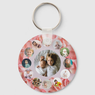 13 Photos collage Personalised Name rosy Key Ring