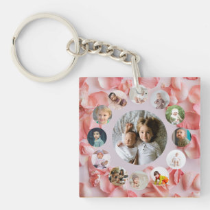 13 Photos collage Personalised Name rosy Key Ring