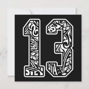 13 Polynesian Tattoo Number 13 Sports Fan Dark Pre Holiday Card