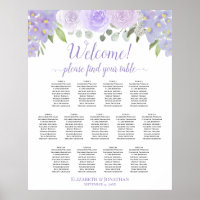 13 Table Lavender Floral Wedding Seating Chart