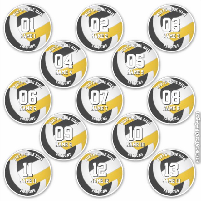 13 team athletes black gold volleyball club colors (Front)