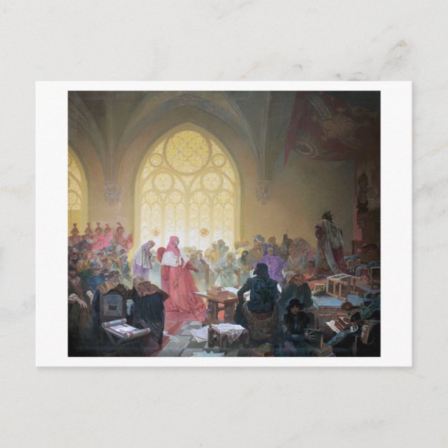 #13 The Hussite King Jiri of Podebrady, Mucha Postcard (Front)