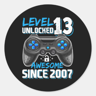 13 Unlocked Awesome 2007 Video Game 13th Birthday Classic Round Sticker
