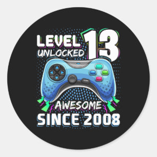 13 Unlocked Awesome 2008 Video Game 13th Birthday Classic Round Sticker