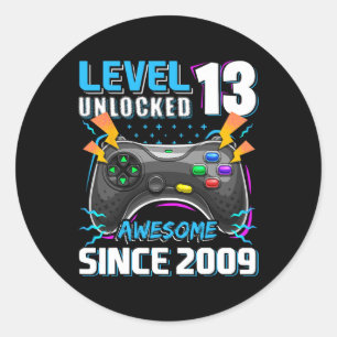 13 Unlocked Awesome 2009 Video Game 13th Birthday Classic Round Sticker