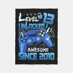 13 Unlocked Awesome 2010 Boy Video Game 13th Birth Fleece Blanket