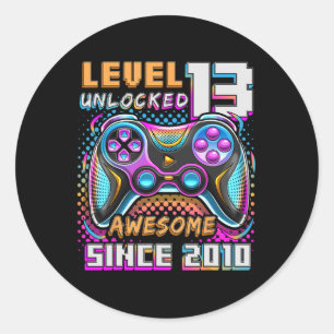 13 Unlocked Awesome 2010 Video Game 13th Birthday Classic Round Sticker