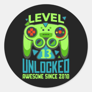 13 Unlocked Awesome 2010 Video Game 13th Birthday  Classic Round Sticker