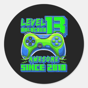 13 Unlocked Awesome 2010 Video Game 13th Birthday Classic Round Sticker