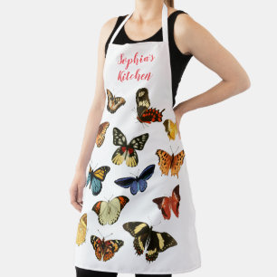 13 Vintage Art Butterflies, DIY Name or Message Apron
