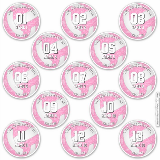 13 volleyball players boho floral paisleys pink (Front)