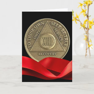 13 Year Happy Anniversary AA Coin Red Ribbon Card
