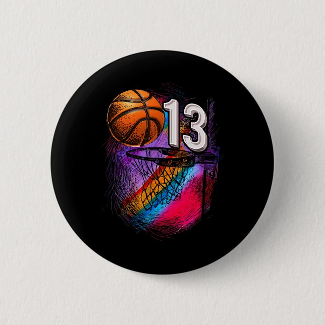 13 Year Old 13th Birthday Basketball Official Teen 6 Cm Round Badge (Front)