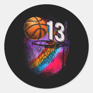 13 Year Old 13th Birthday Bysketbyll Official Teen Classic Round Sticker