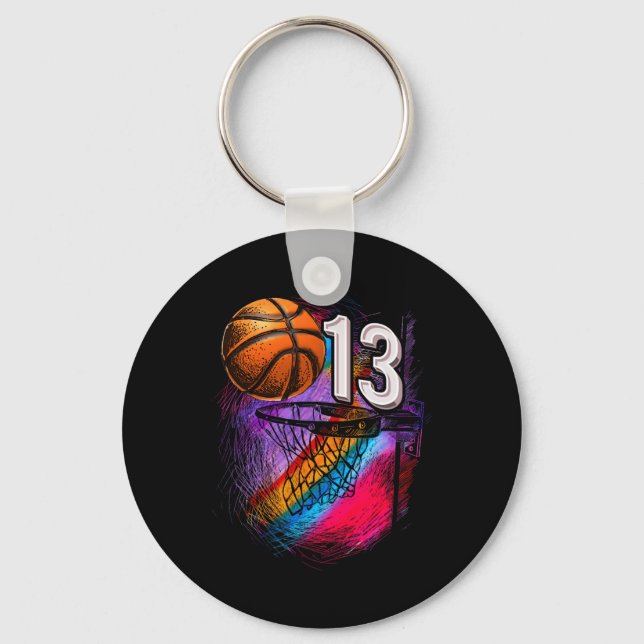 13 Year Old 13th Birthday Bysketbyll Official Teen Key Ring (Front)